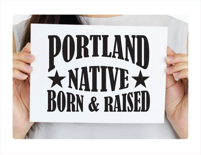 Portland native born raised Maine city usa black decal