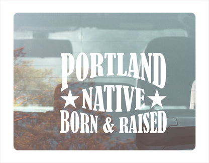 Portland native born raised Maine city usa white decal
