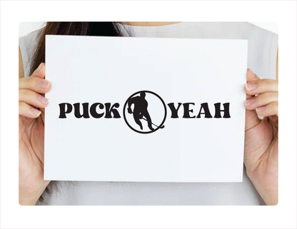 Puck Yeah Hockey Black Decal Sticker