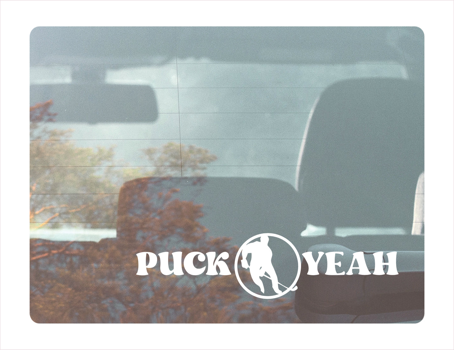 Puck Yeah Hockey White Decal Sticker
