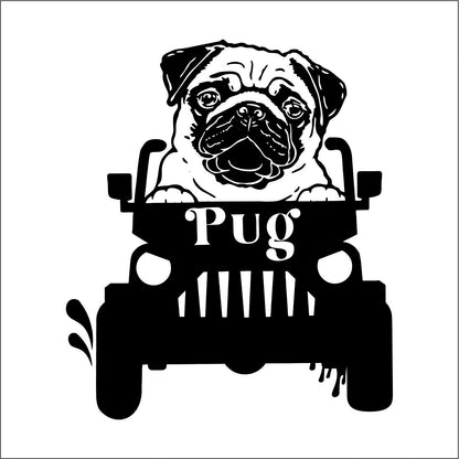 PUG DOG Offroad JEEP Vinyl Decal Sticker