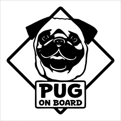 Pug on board Decal Sticker