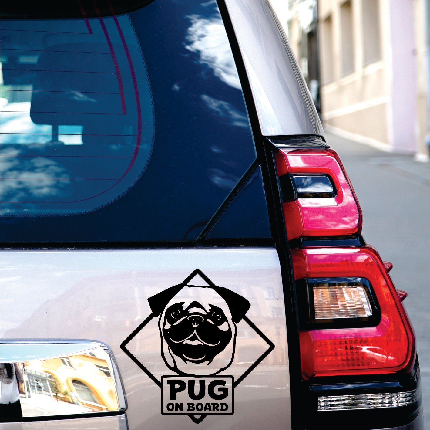 Pug on board Decal Sticker