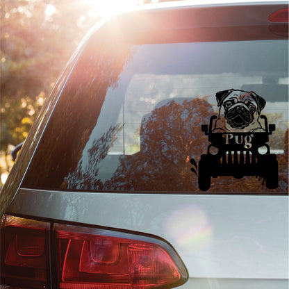 PUG DOG Offroad JEEP Vinyl Decal Sticker