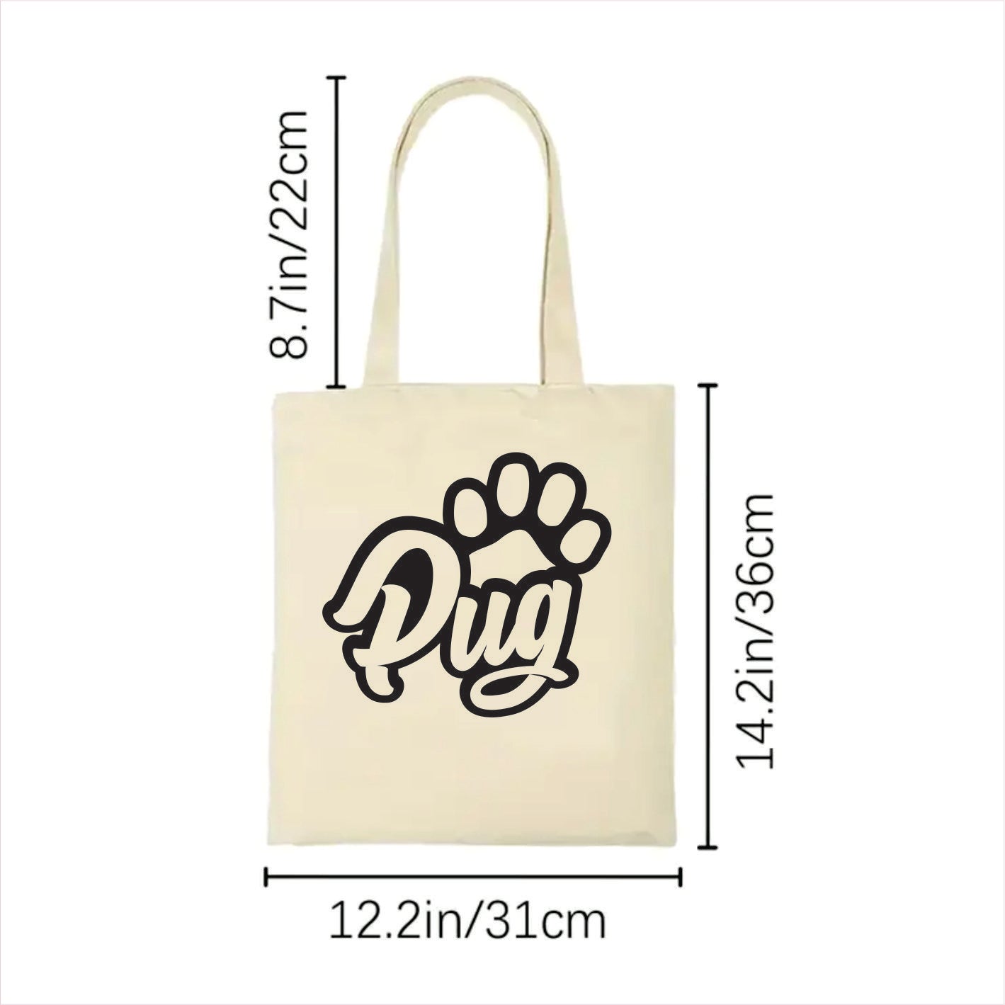 Pug dog paw tote bag