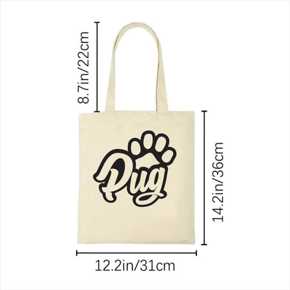 Pug dog paw tote bag