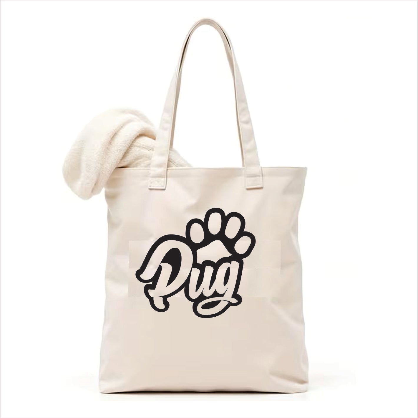 Pug dog paw tote bag