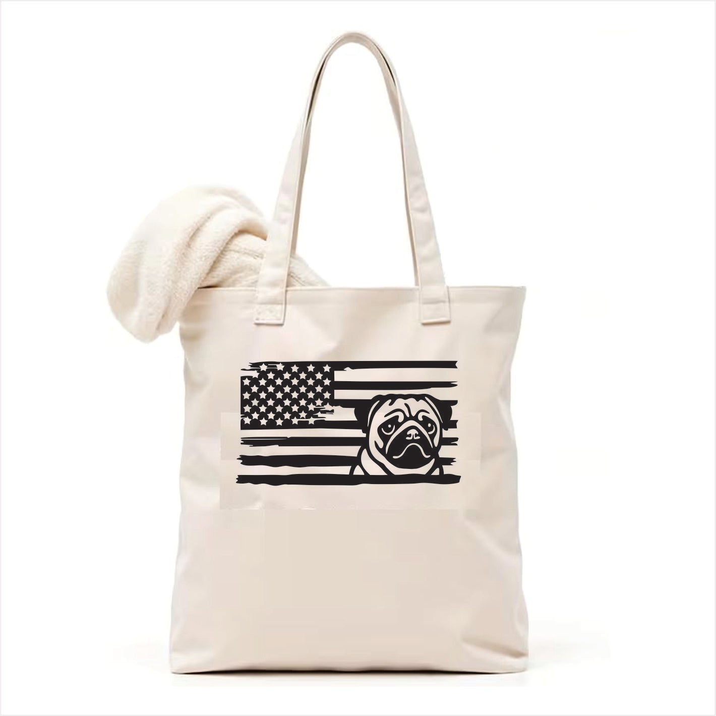 Pug dog tote bag usa 3