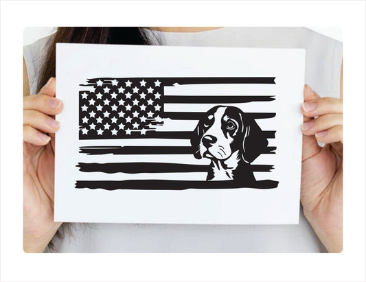Beagle Dog USA Black Decal Sticker