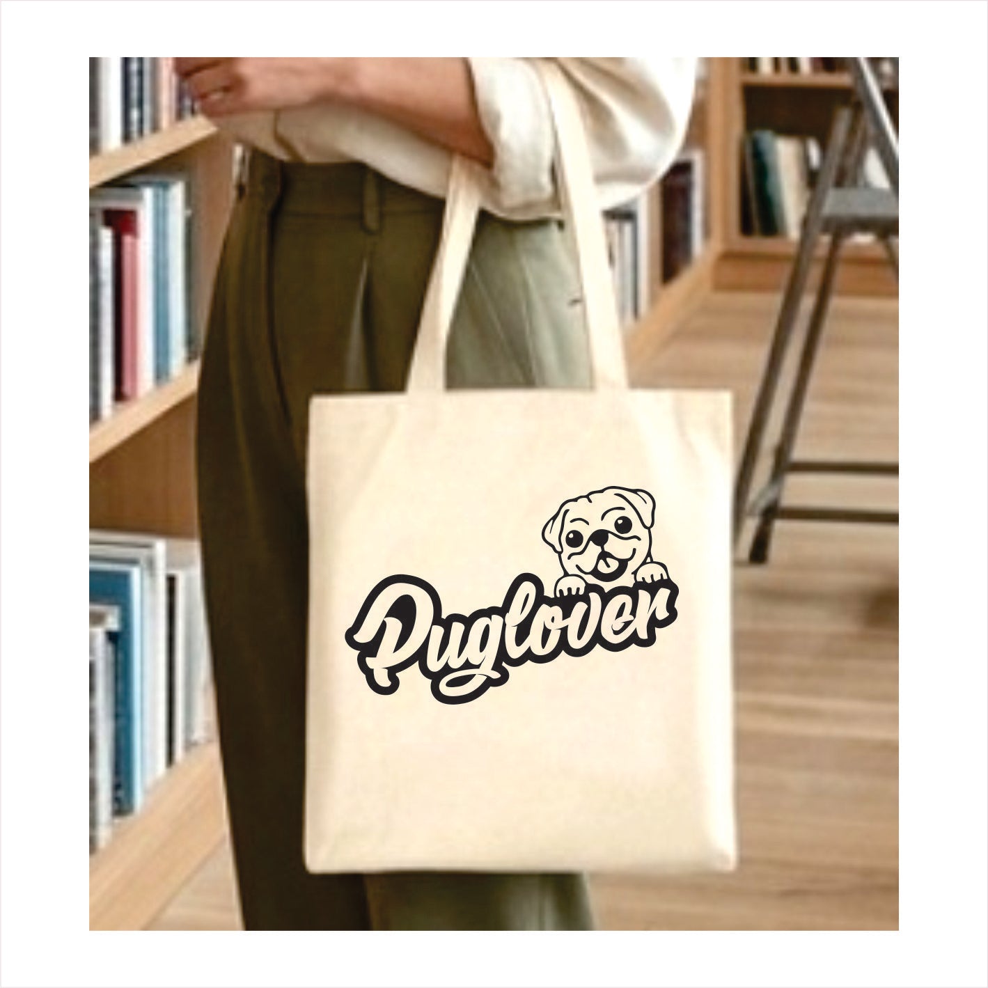 Pug lover dog tote bag 1