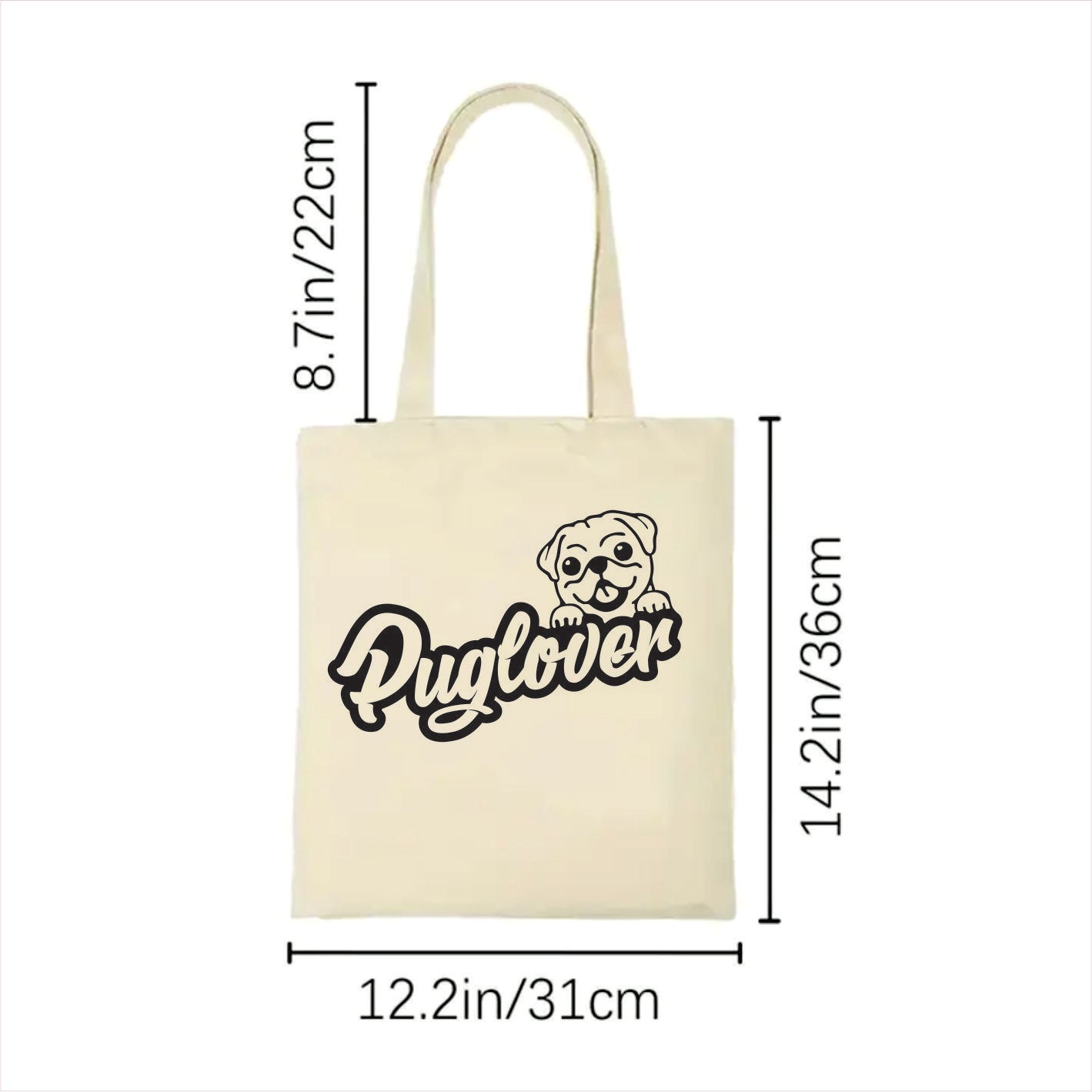Pug lover dog tote bag 2