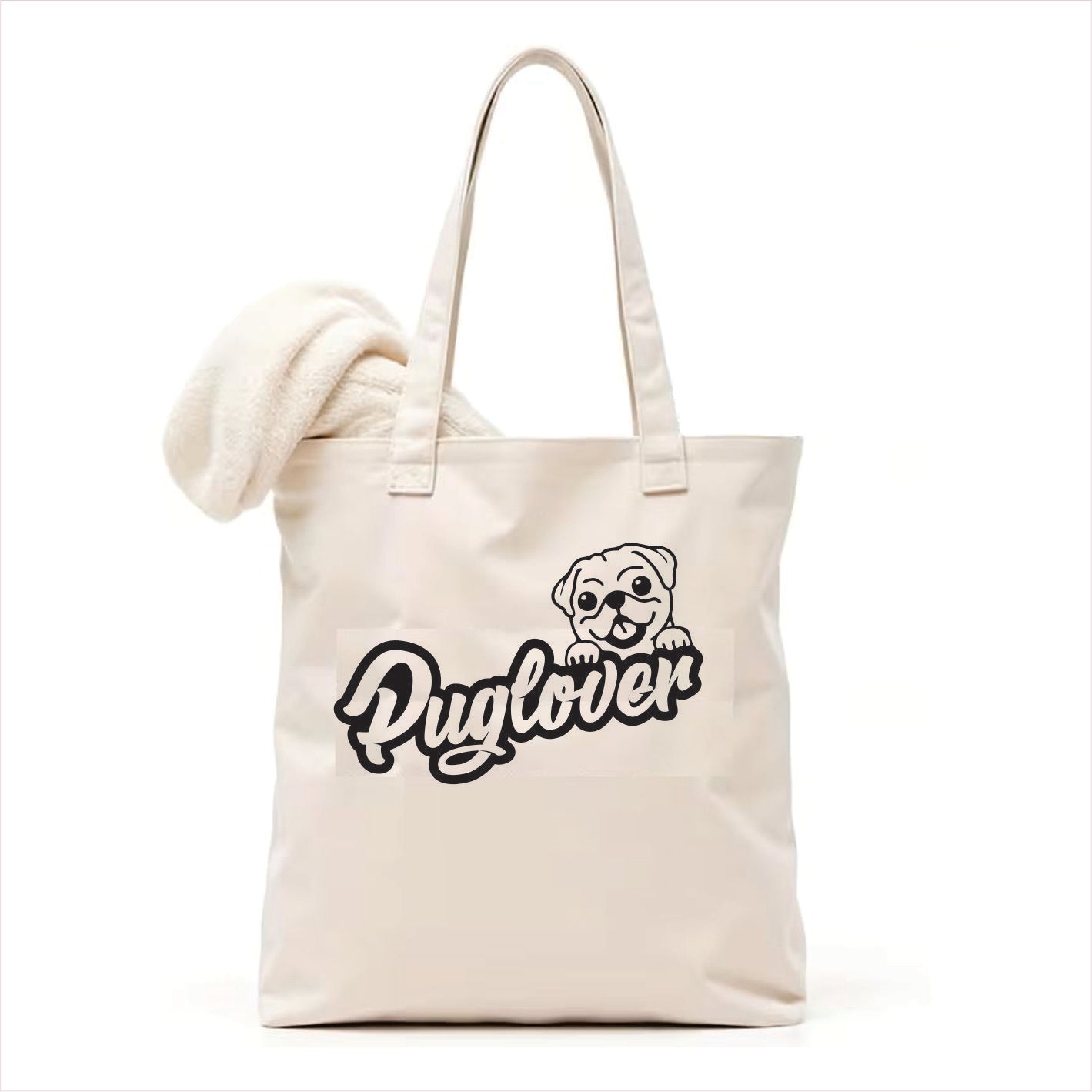 Pug lover dog tote bag 