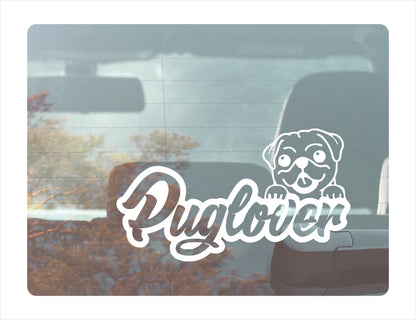 Pug Lover White Decal Sticker