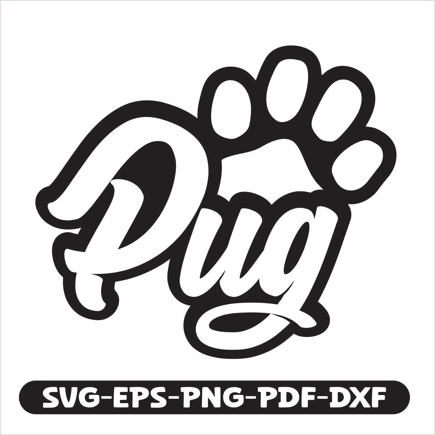 Pug Paw SVG EPS PNG PDF DXF Cutting