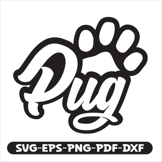 Pug Paw SVG EPS PNG PDF DXF Cutting