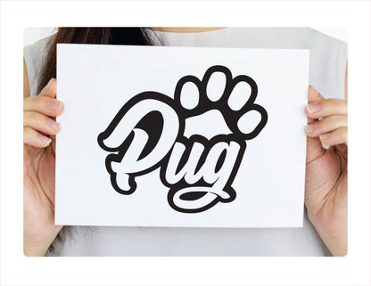 Pug Paw Black Decal Sticker