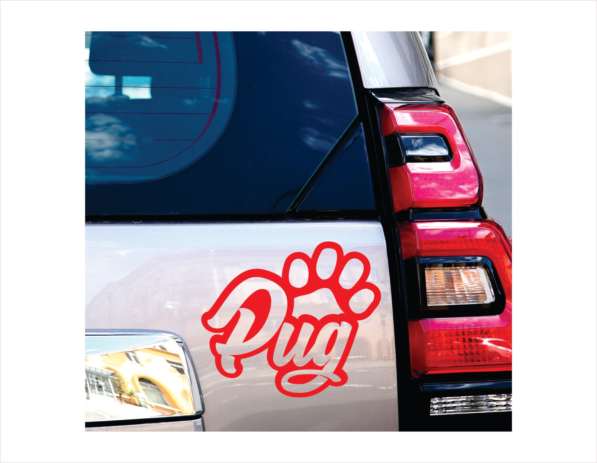 Pug Paw Red Decal Sticker