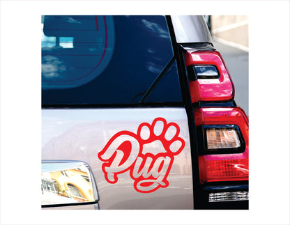 Pug Paw Red Decal Sticker