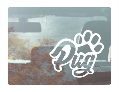 Pug Paw White Decal Sticker