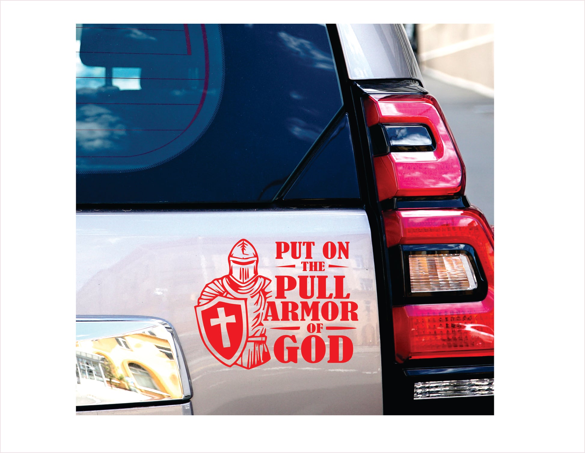 Put on the pull armor of god red decal sticker