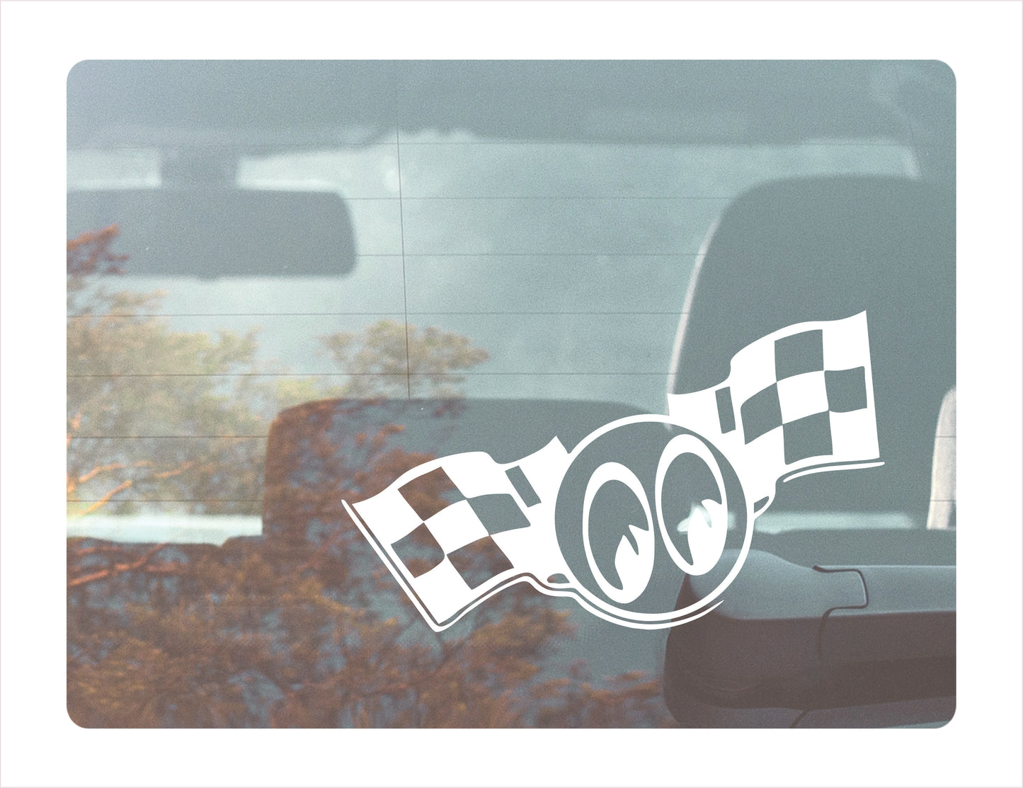 Racing Eyes White Vinyl Decal Sticker