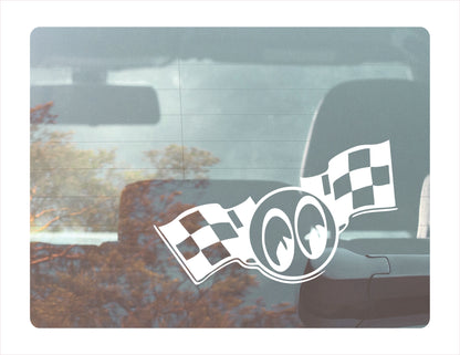 Racing Eyes White Vinyl Decal Sticker