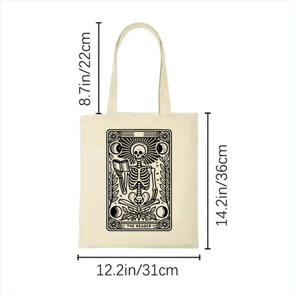 Reader skull tarot tote bag 2