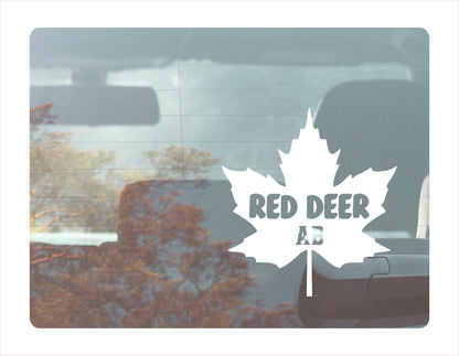 Red Deer Alberta maple leaf Canada White Decal Sticker