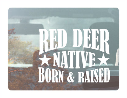 Red Deer Native Born Raised Alberta Canada White Decal Sticker
