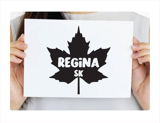 Regina Saskatchewan maple leaf Canada Black Decal Sticker