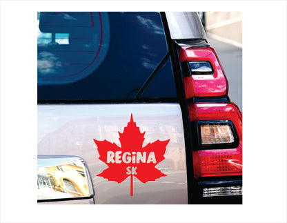 Regina Saskatchewan maple leaf Canada Red Decal Sticker