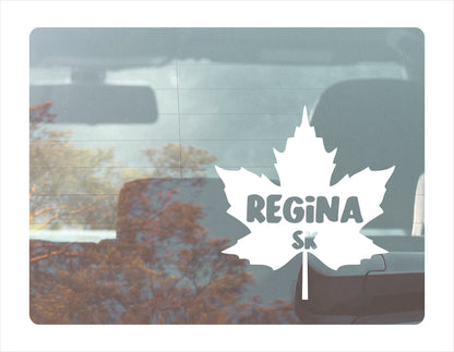Regina Saskatchewan maple leaf Canada White Decal Sticker