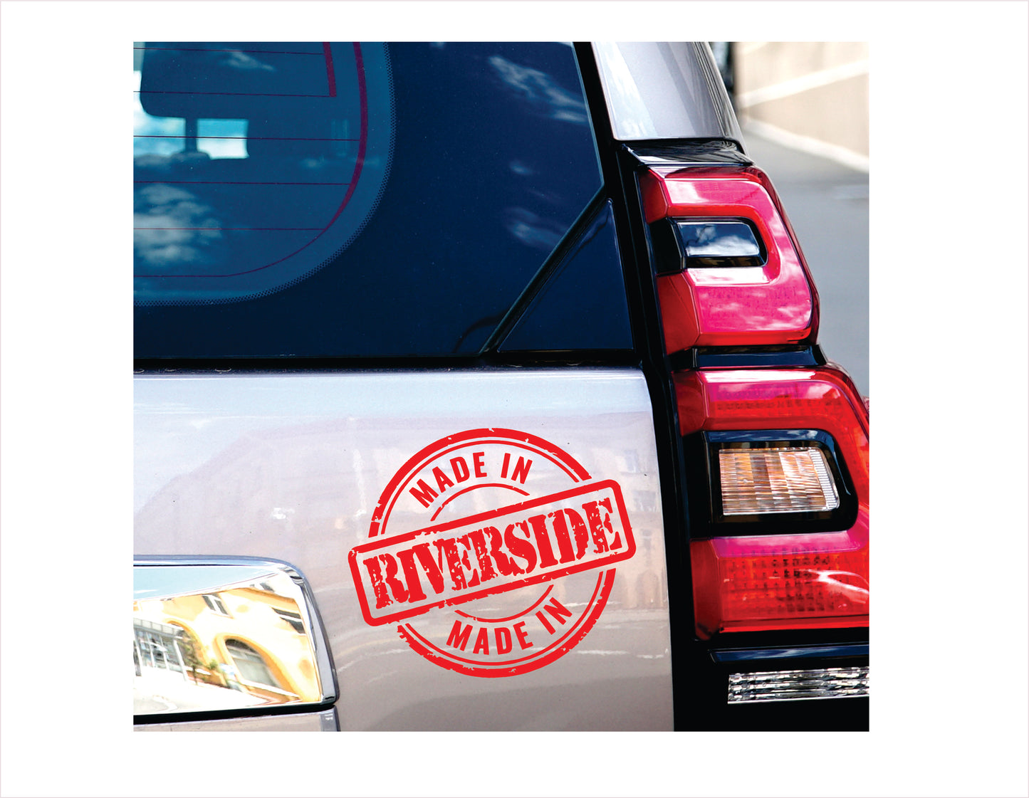 Made in Riverside California USA red decal sticker
