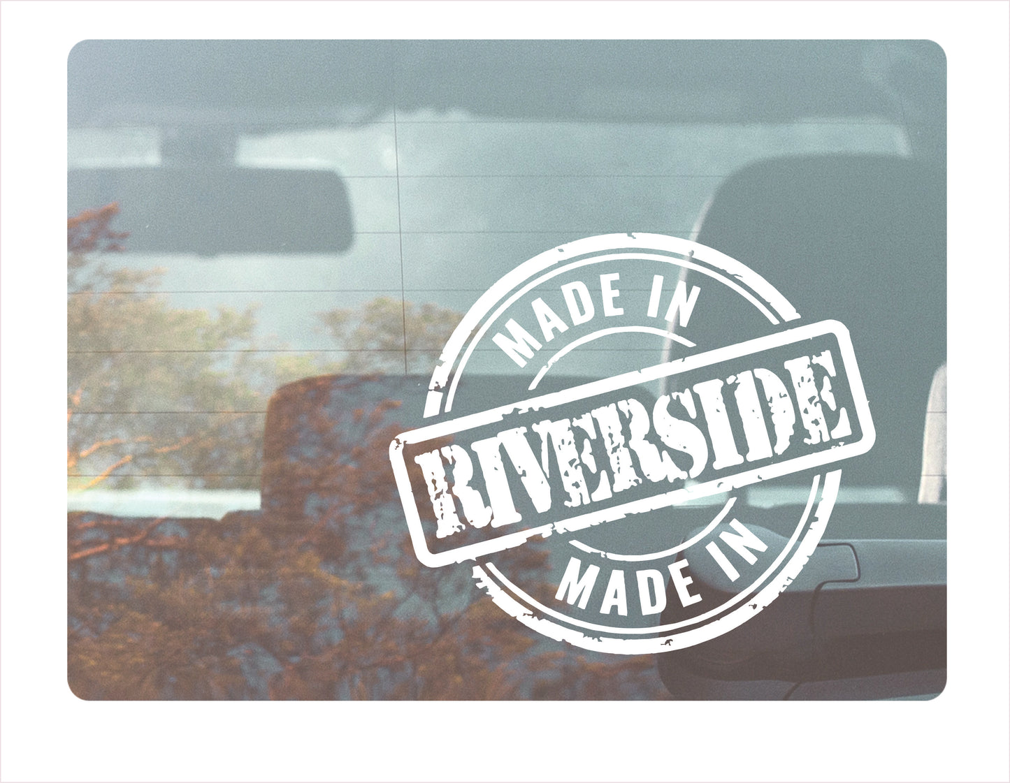 Made in Riverside California USA white decal sticker