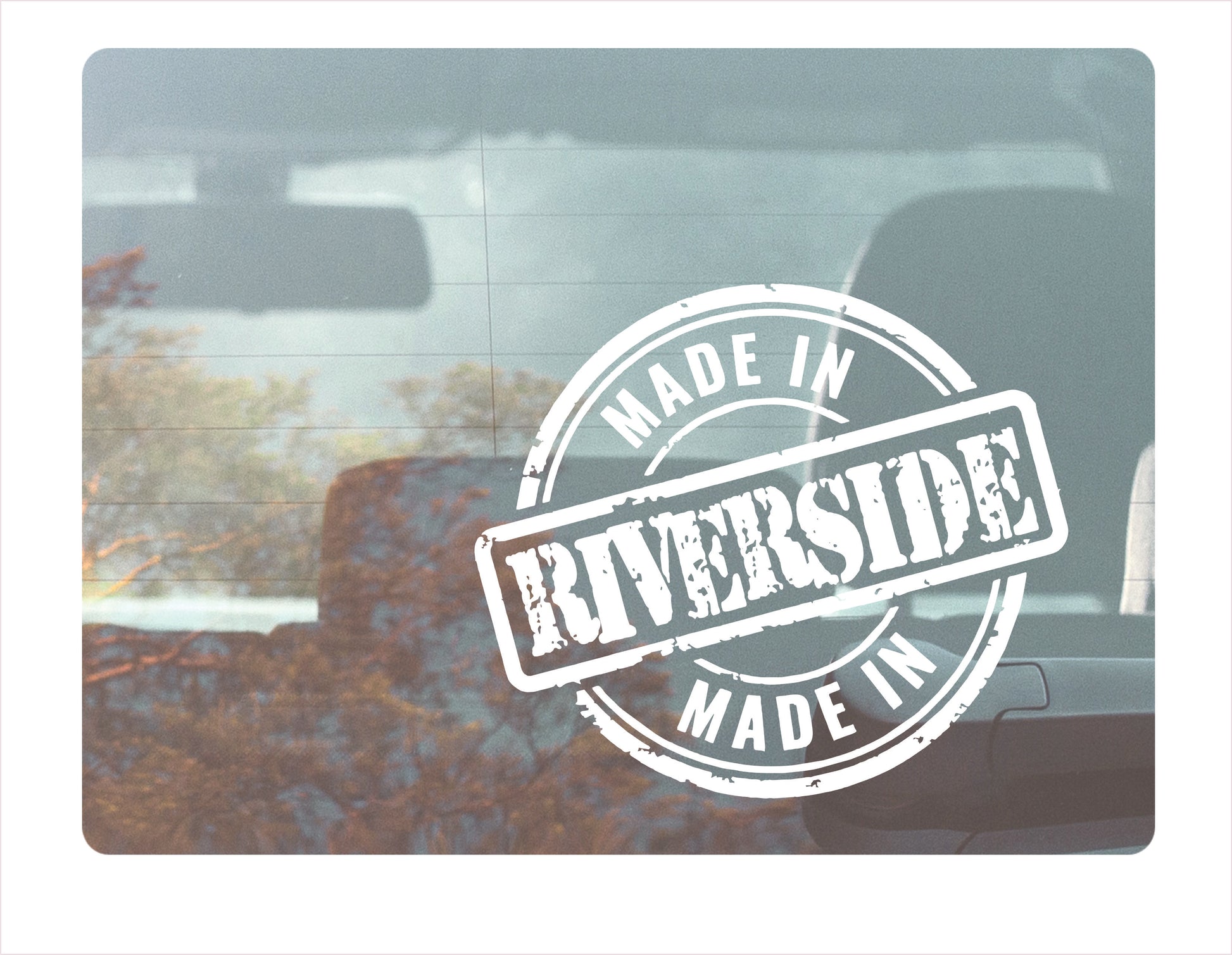 Made in Riverside California USA white decal sticker