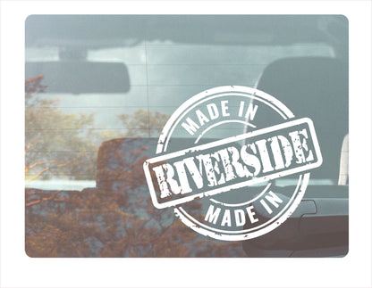 Made in Riverside California USA white decal sticker