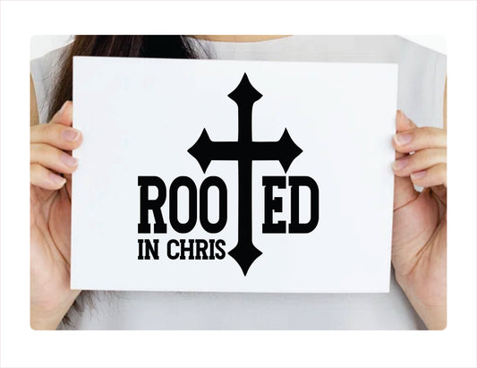 Rooted in Chris religious black decal sticker
