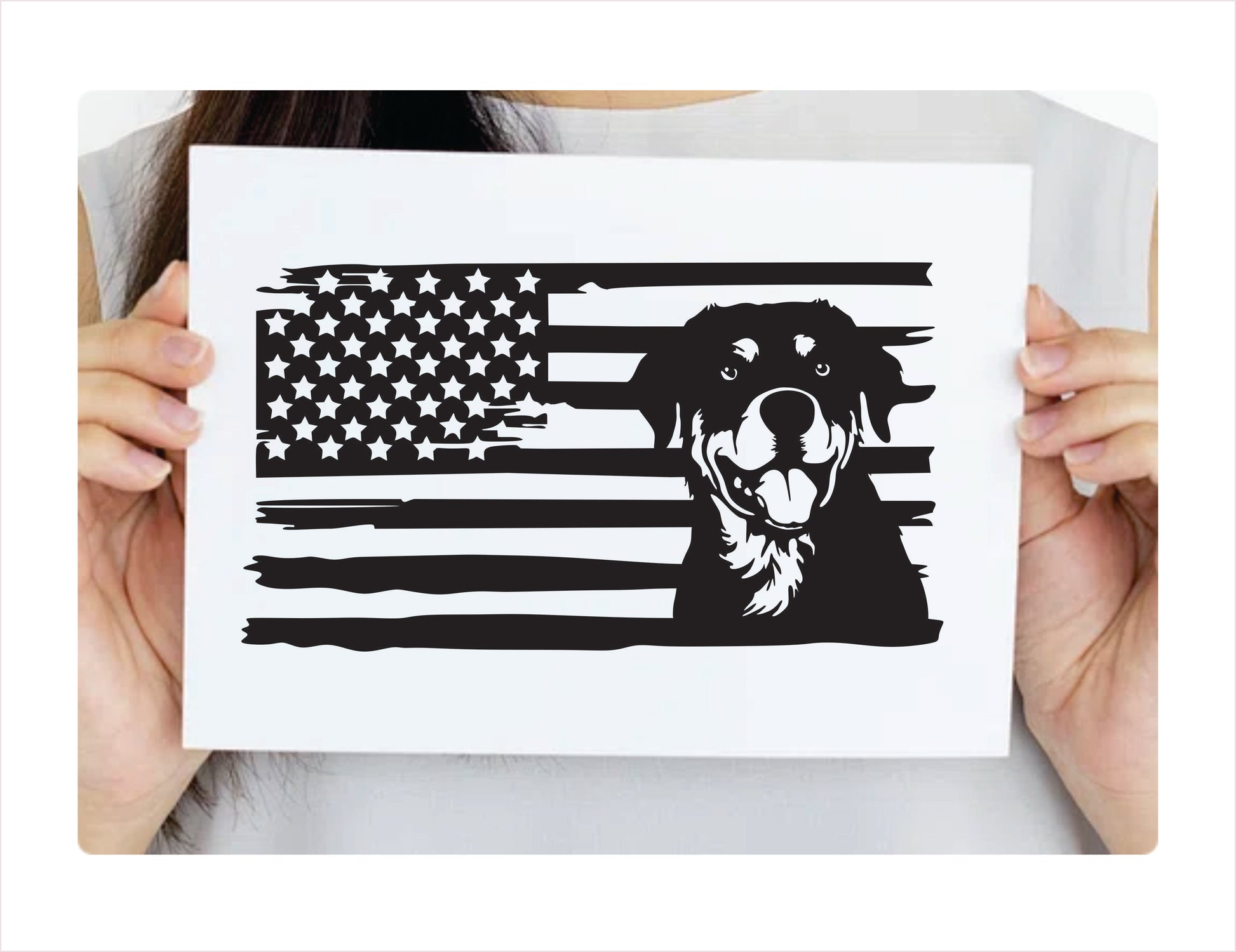Rottweiler Dog USA Black Decal Sticker