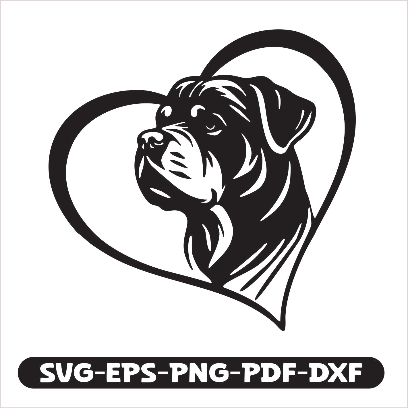 Rottweiler Heart SVG EPS PNG PDF DXF Cutting