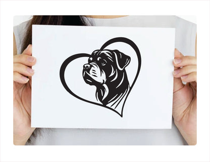 Rottweiler Dog Heart Black Decal Sticker