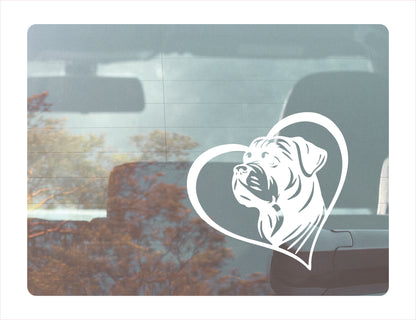 Rottweiler Dog Heart White Decal Sticker
