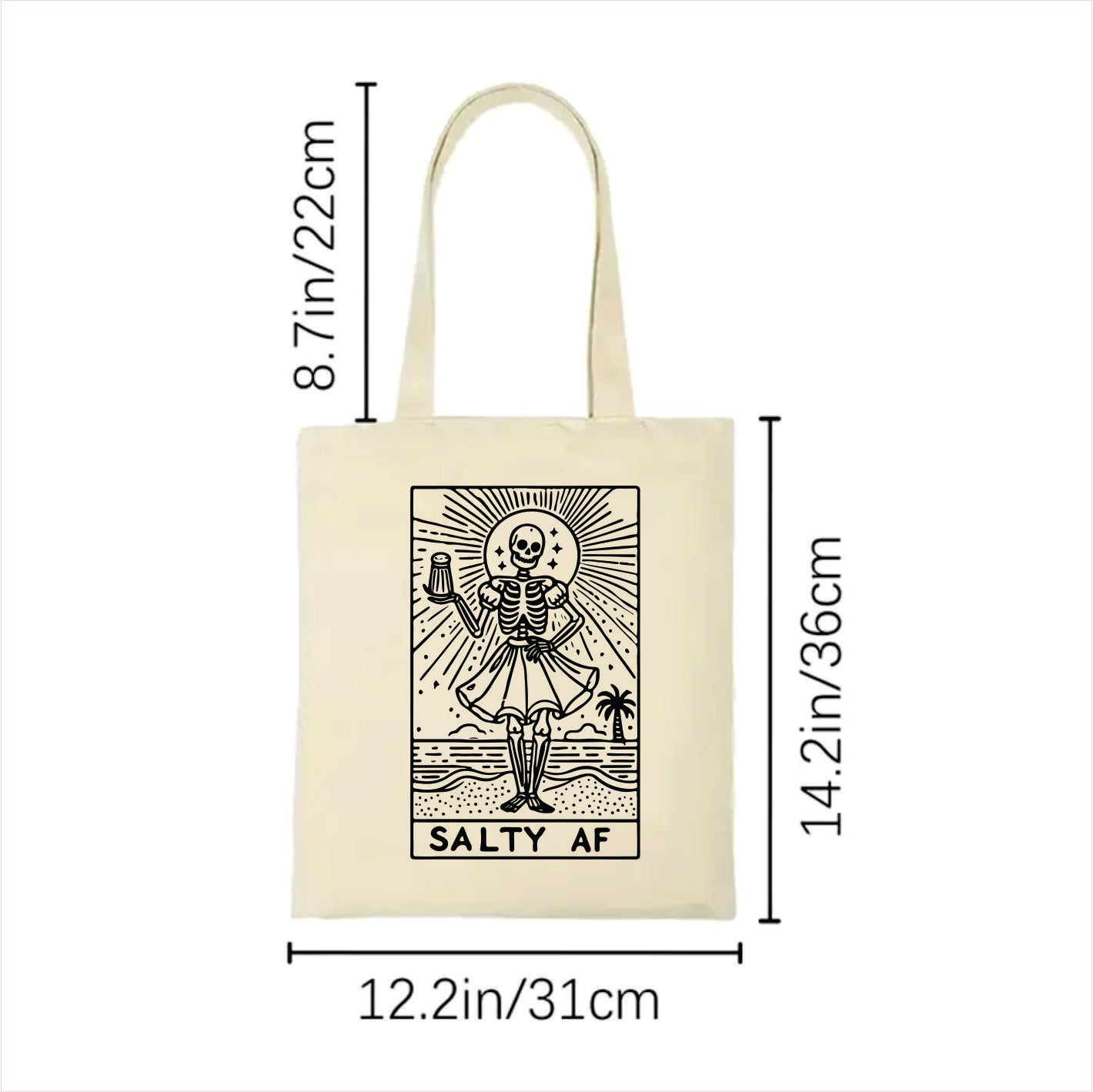 Salty af skull tarot tote bag 2