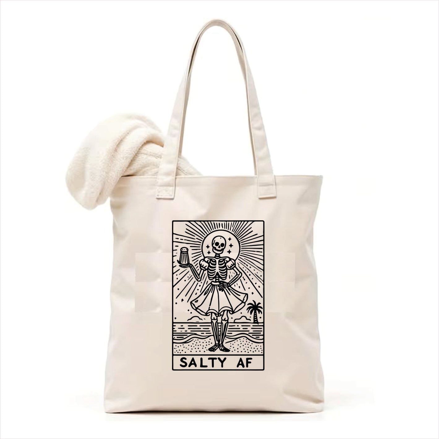 Salty af skull tarot tote bag 3
