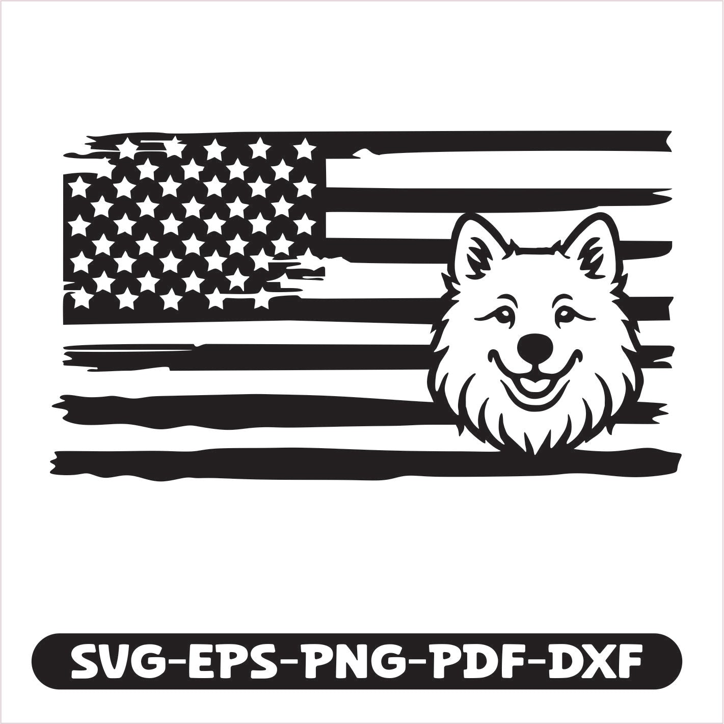 Samoyed Dog USA SVG EPS PNG PDF DXF Cutting