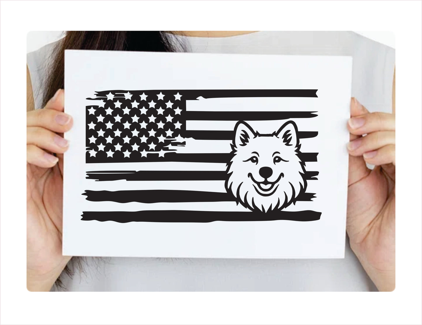 Samoyed Dog USA Black Decal Sticker