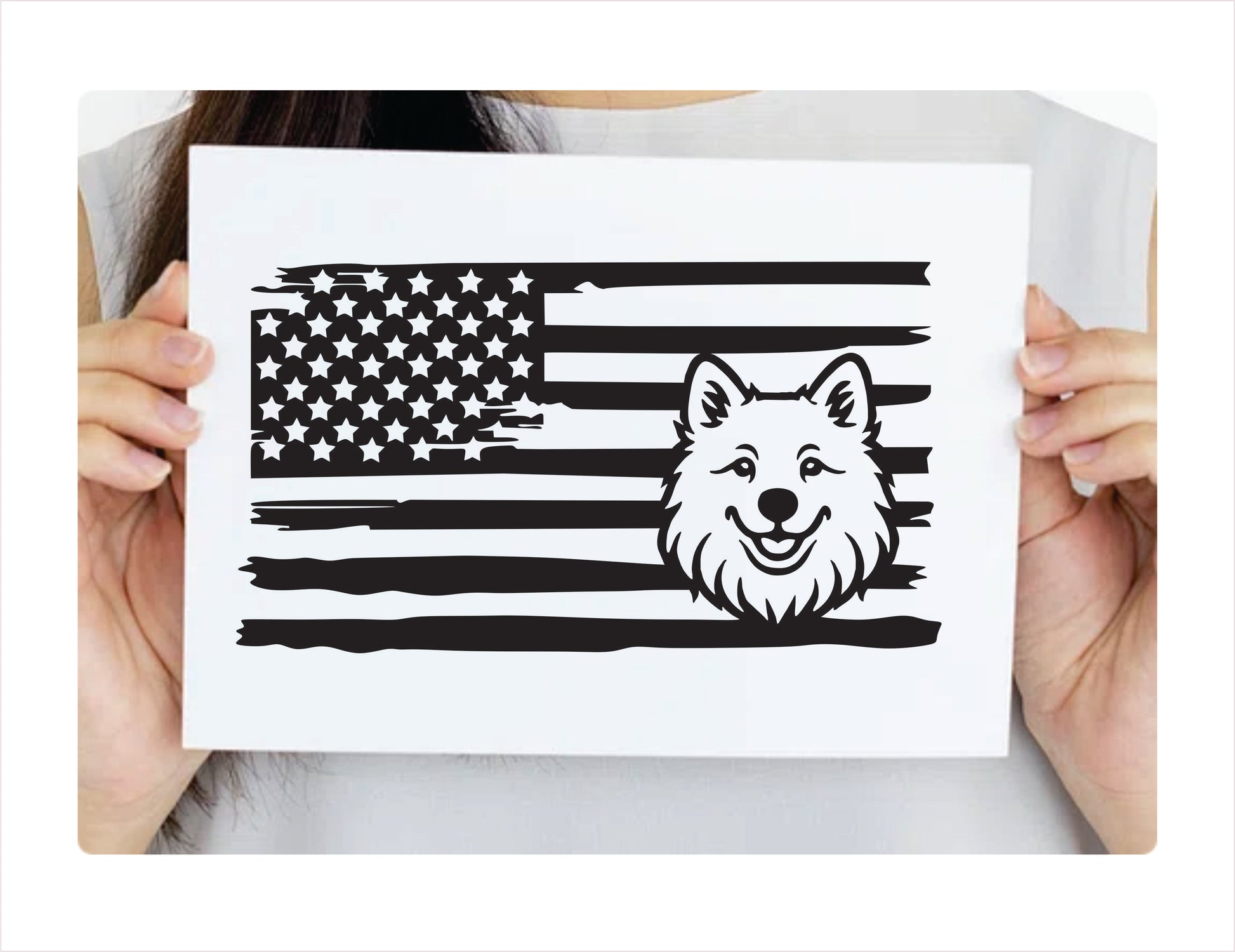 Samoyed Dog USA Black Decal Sticker