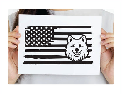 Samoyed Dog USA Black Decal Sticker