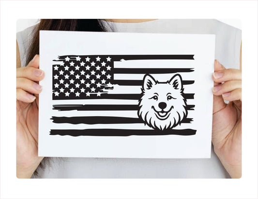 Samoyed Dog USA Black Decal Sticker