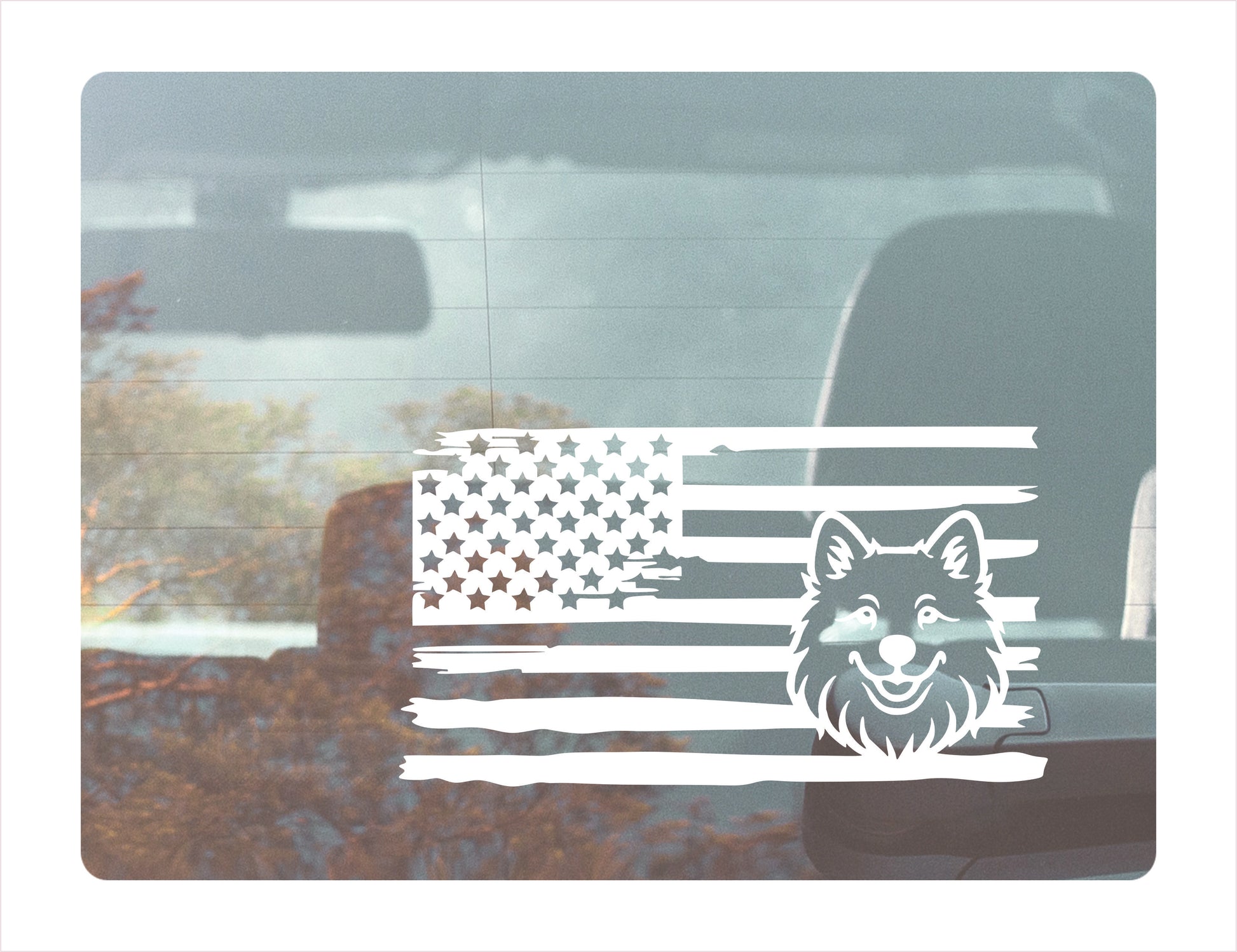 Samoyed Dog USA White Decal Sticker