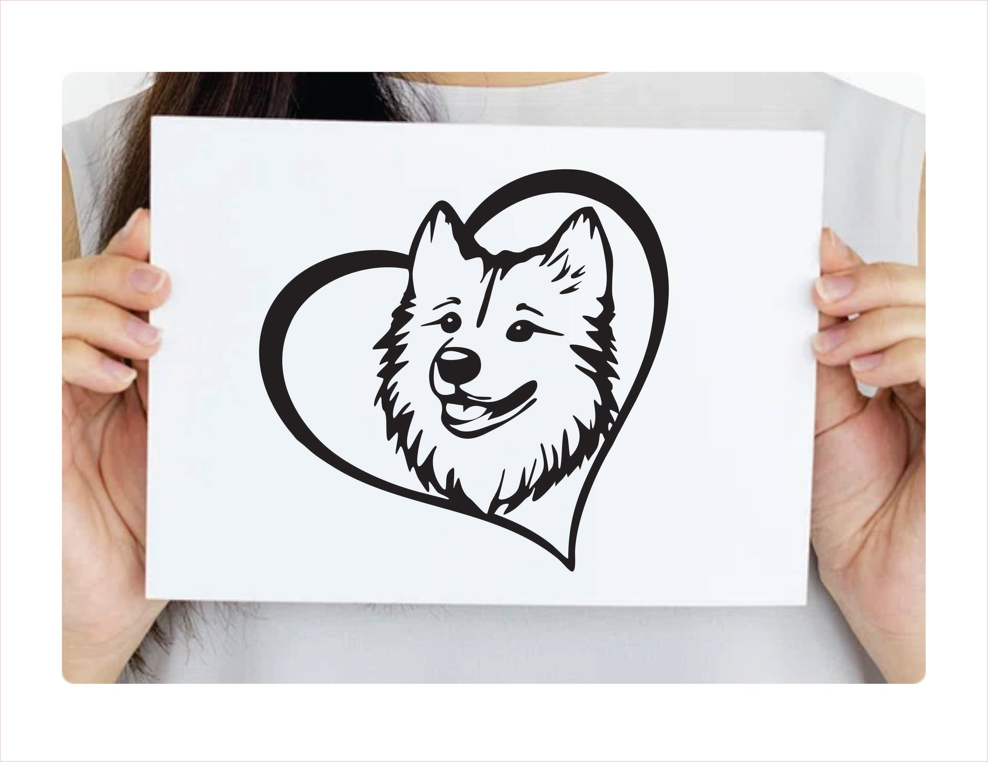 Samoyed Dog Heart Black Decal Sticker